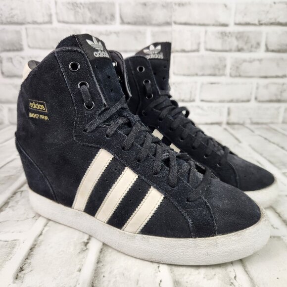 Adidas Basket Profi Hi Women's Sz 9 Black Hidden Wedge Heel Sneaker Shoe G95650 - Picture 1 of 10